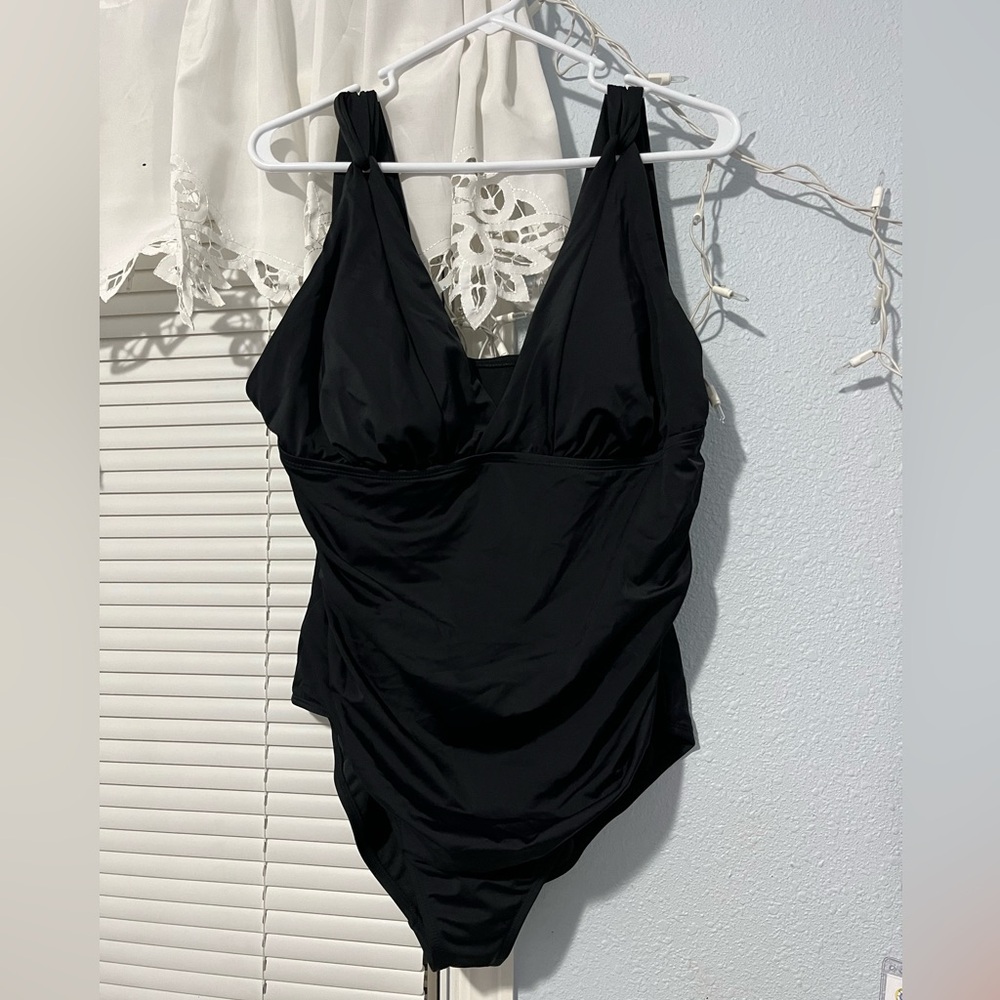 Time & Tru Black one-piece swimsuit